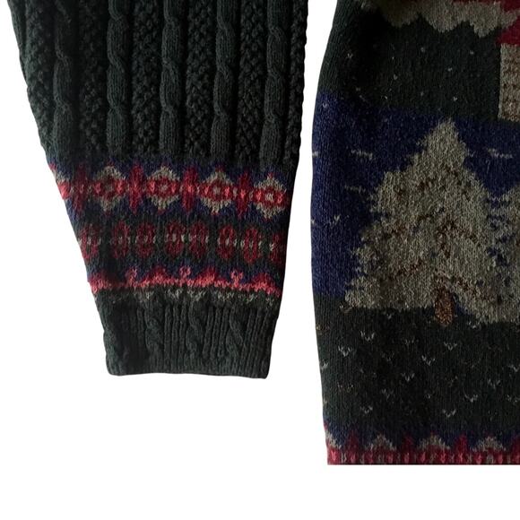 Northern Treasures Forest Green Cardigan Mountain Moose Vtg - Picture 8 of 10